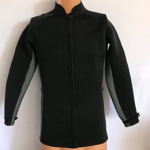 Men's Unisex Black Grey Wetsuit Surfer Divers Neoprene Deep Sea Zipup Jacket SzM